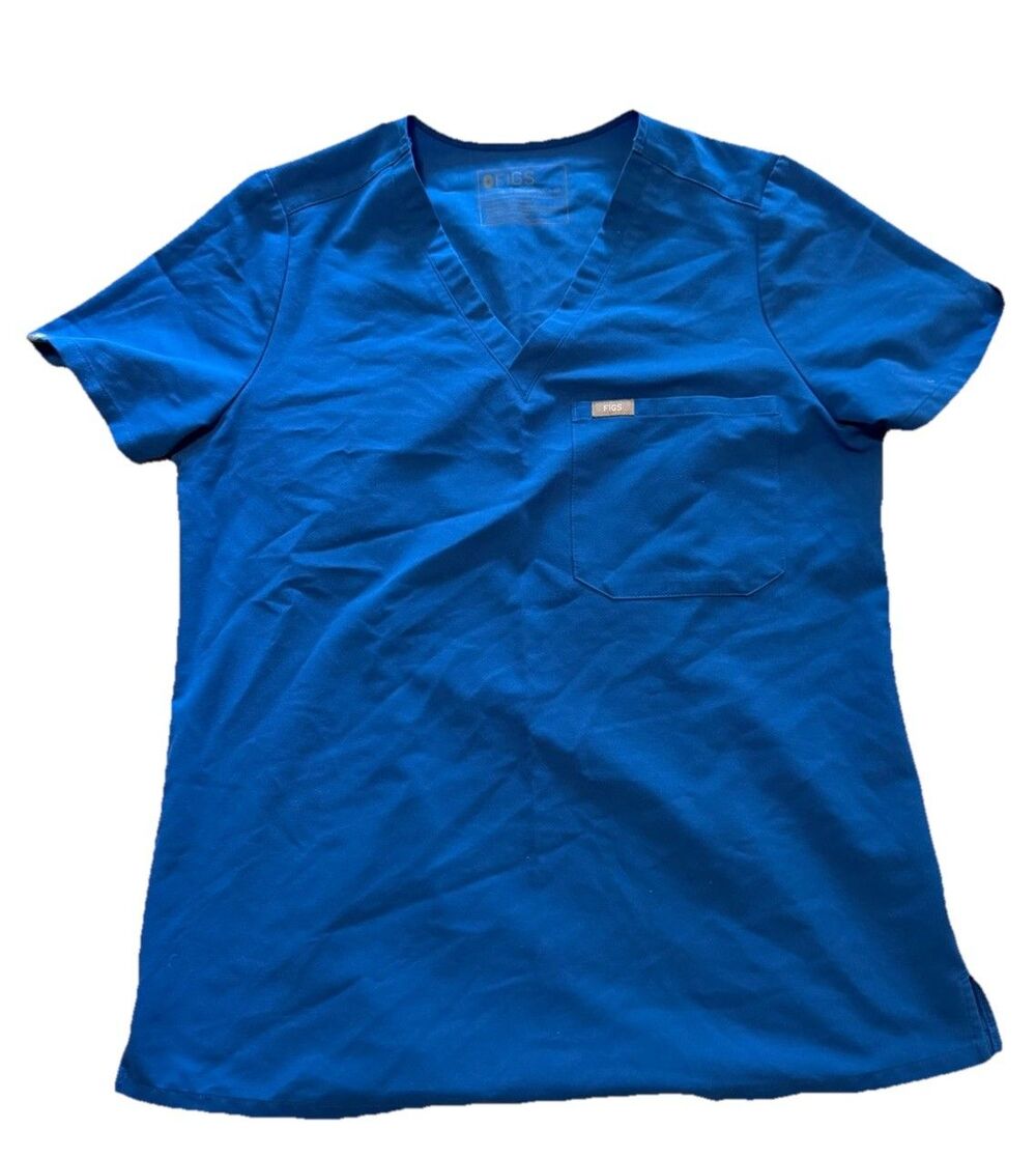 FIGS Technical Collection Royal Blue V-Neck Scrub Top FM1500 Womens Medium